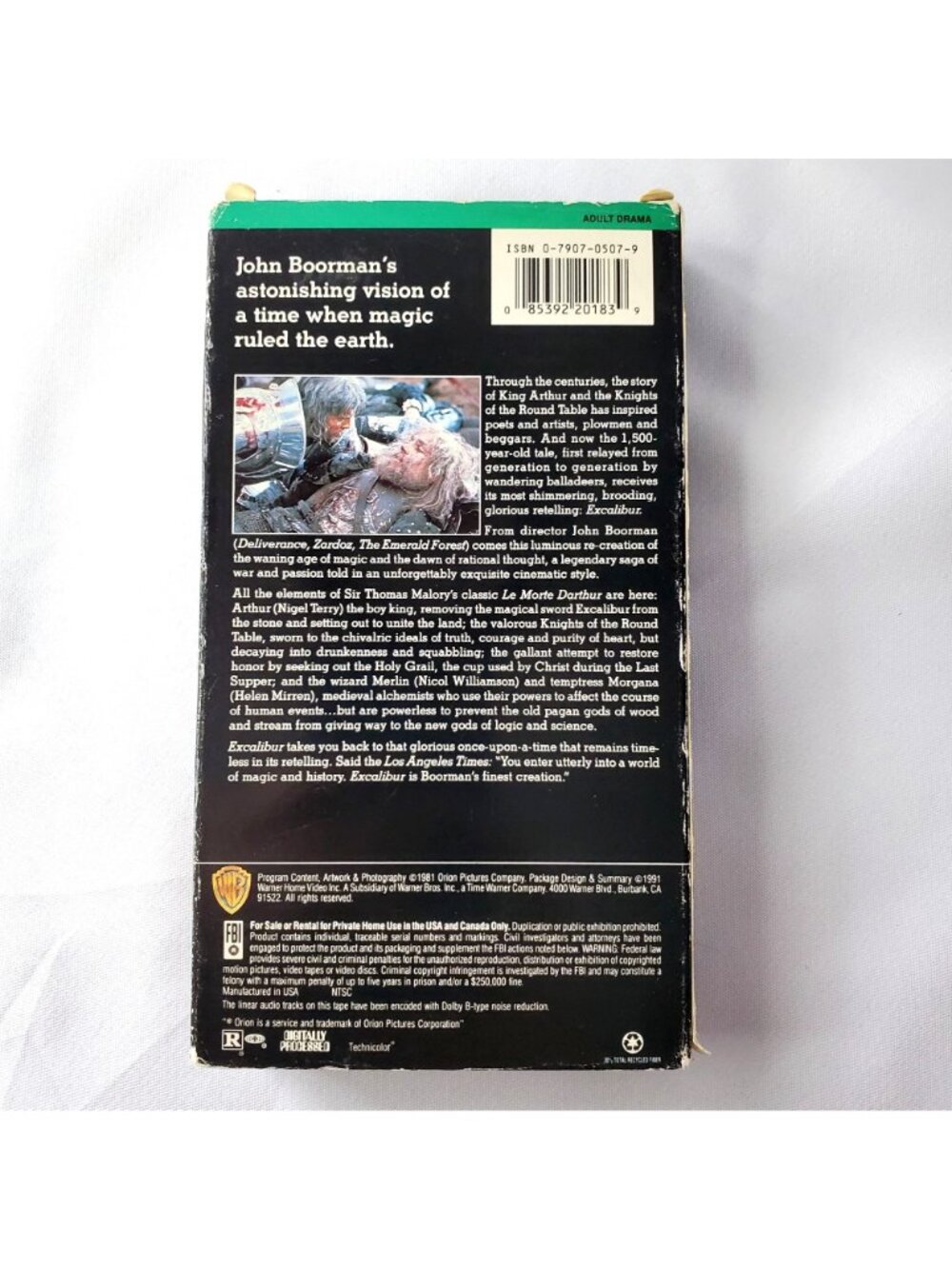 Excalibur VHS Movie 1991 release Arthurian Drama Warner Bros - Picture 2 of 9